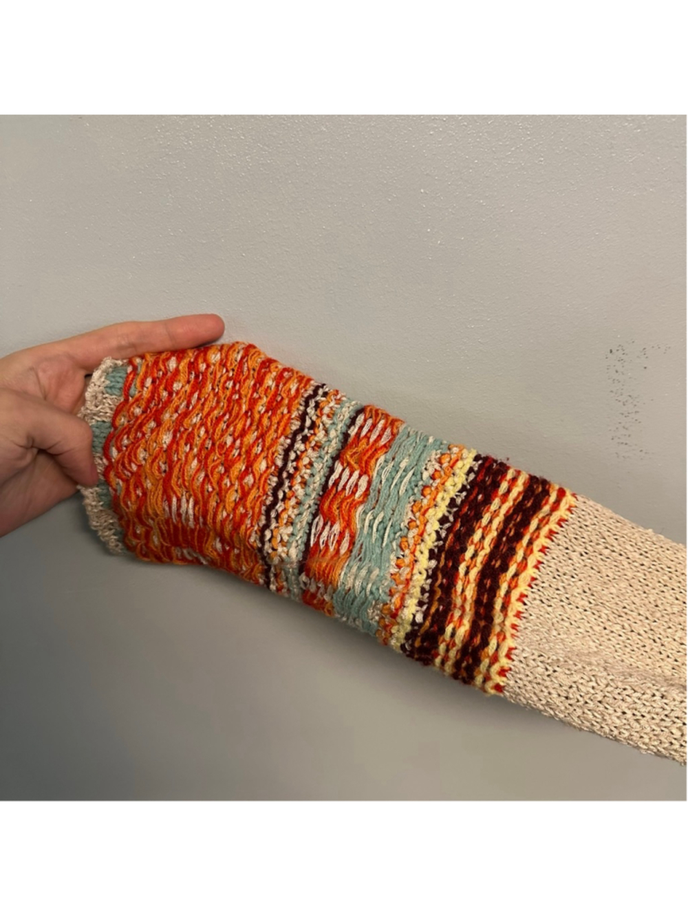 B.Original by Shoe Fly Long knit Cardigan Beige & Orange Women’s Medium Boho - Picture 11 of 11